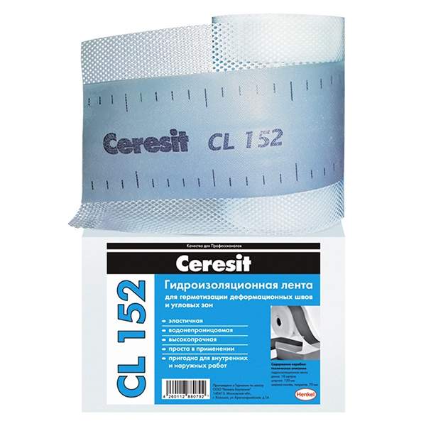 Лента уплотнительная Ceresit CL 152, 10м (водонепроницаемая лента для герметизации швов)