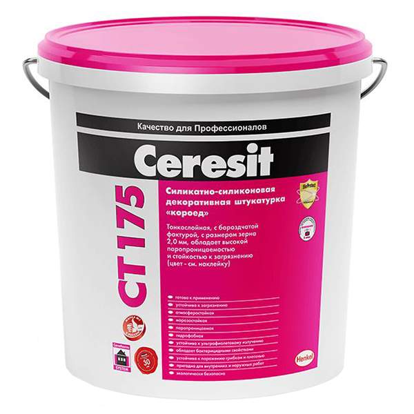 Штукатурка силикатно-силиконовая короед 2,0мм Ceresit CT 175, 25 кг