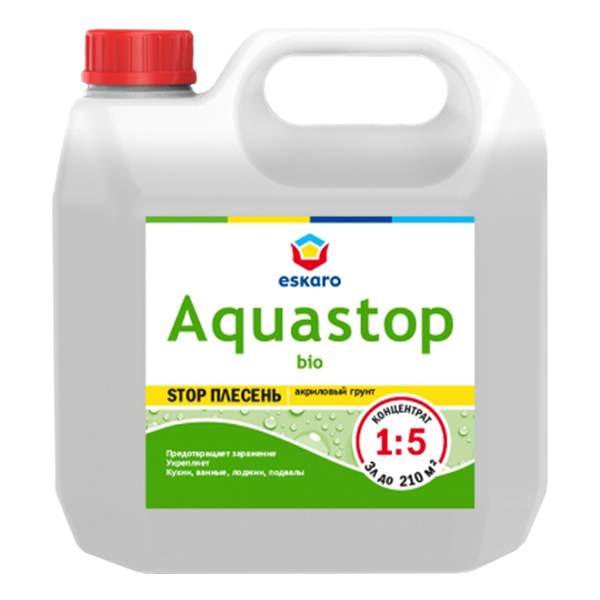 Грунт-влагоизолятор с добавлением биоцидов Eskaro Aquastop Bio, концентрат 1:5, 0,5л